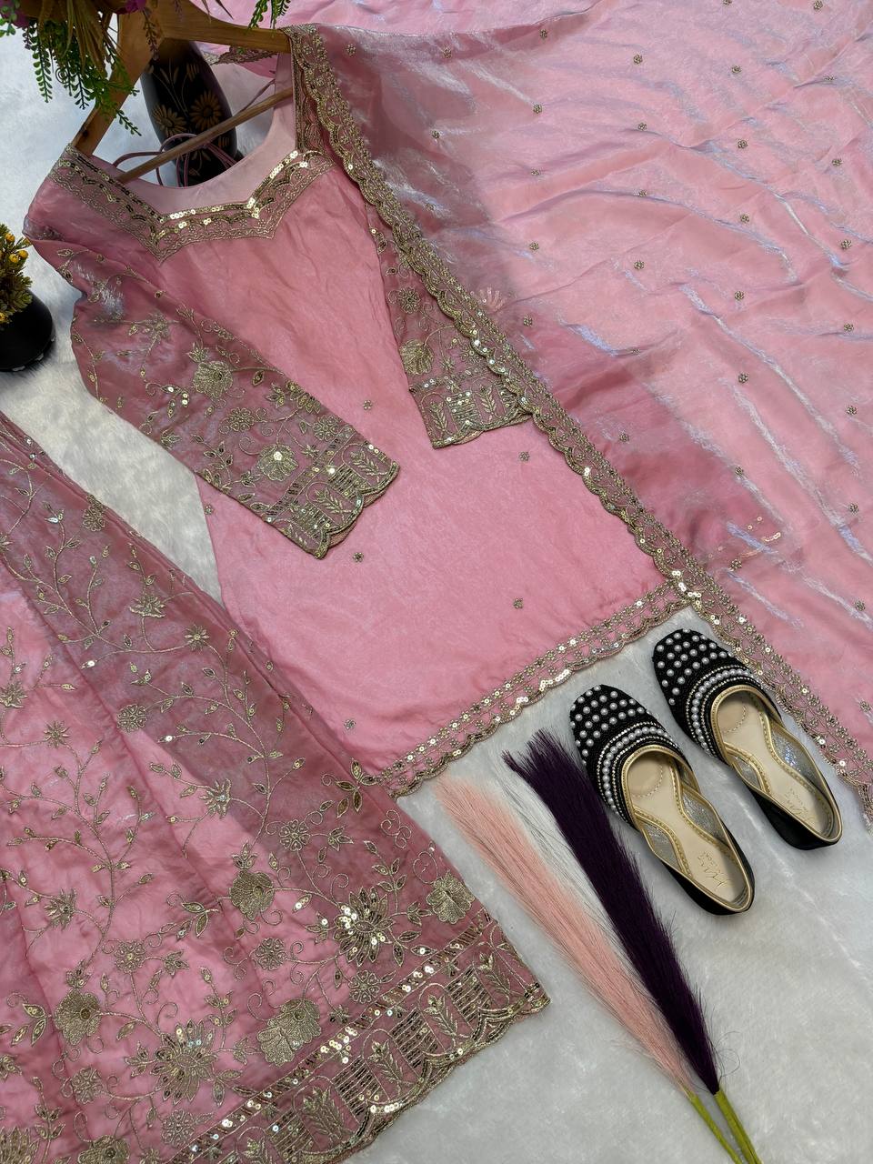 Blush Pink Scalloped Couture Ensemble